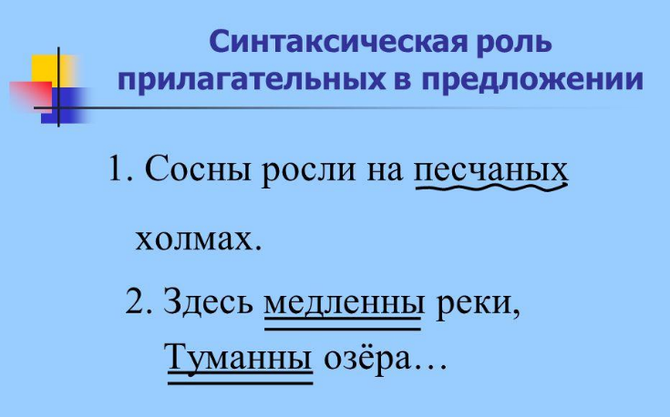 Как в русском языке подчеркивается прилагательное существительное